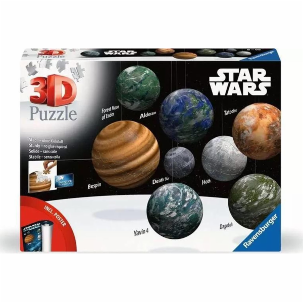 Řada 3D puzzle koulí Ravensburger: nebeská tělesa galaxie...