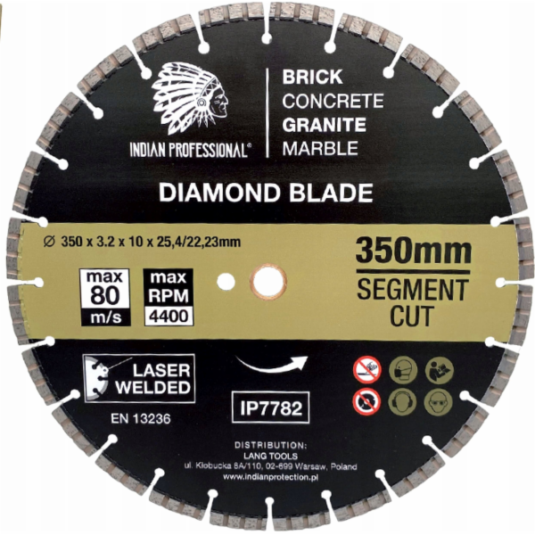 SEGMENTOVÝ TURBO ŘEZANÝ DIAMANTOVÝ ČEPEL 350mm INDICKÝ PR...