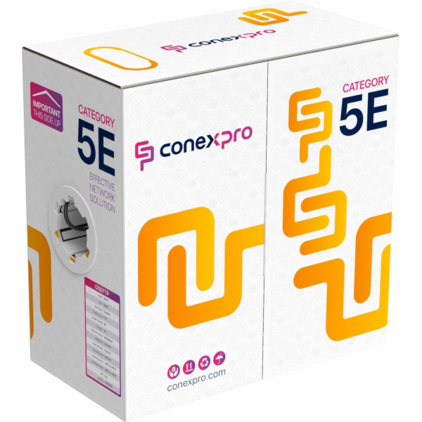 Conexpro FTP kabel venkovní, CAT5e, PE, 24 AWG, 305m, černý