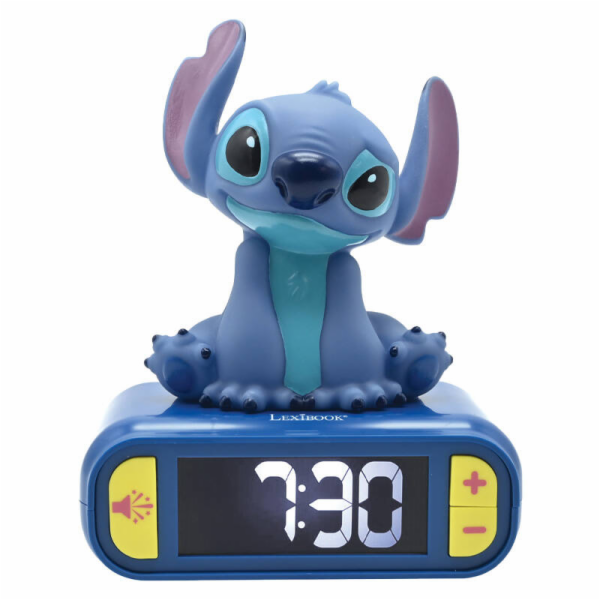 Digitální budík s nočním světlem Stitch 3D Lexibook