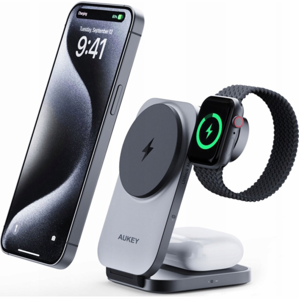 Magnetic Wireless Charger 3 in 1 MagFusion Aukey LC-MC312...