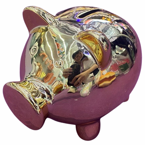 Keramická pokladnička Prasátko pozlacené