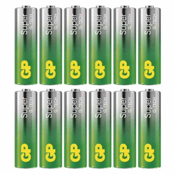 Alkalická baterie GP Super AA (LR6), 12Ks blistr