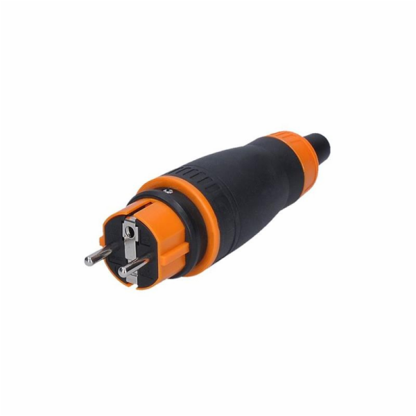 Solight zástrčka do vlhka, přímá, IP44, černá-oranžová