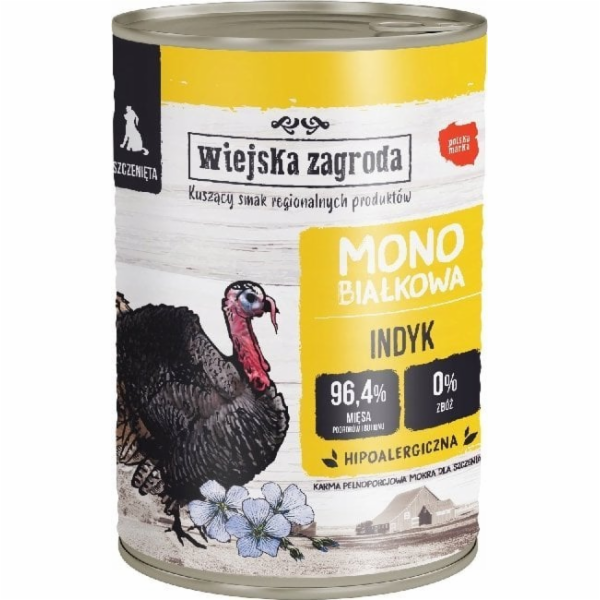 WIEJSKA ZAGRODA Štěňata Monoprotein Turkey - mokré krmivo...