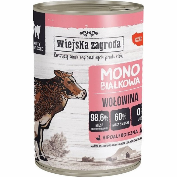 WIEJSKA ZAGRODA Monoprotein Beef - mokré krmivo pro kočky...