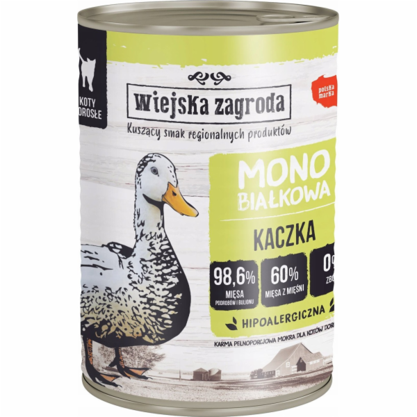 WIEJSKA ZAGRODA Monoprotein Duck - mokré krmivo pro kočky...