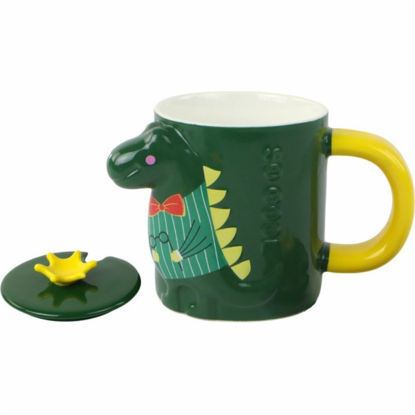 Zelený hrnek Dinosaurus s víčkem 400 ml