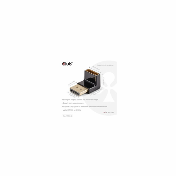 Club3D Adaptér DisplayPort na DisplayPort 1.4, 4K120Hz, 8...