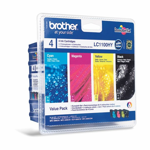 BROTHER LC-1100 Ink BK/C/M/Y HY  Pack pre MFC-6490CW/DCP-...