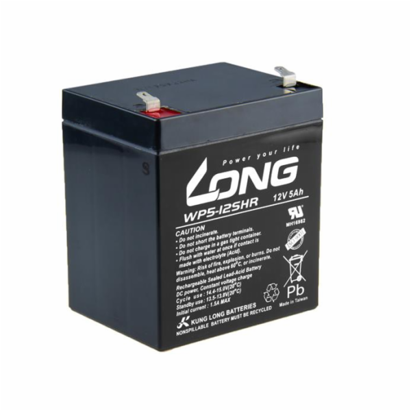 Long 12V 5Ah olověný akumulátor HighRate F1