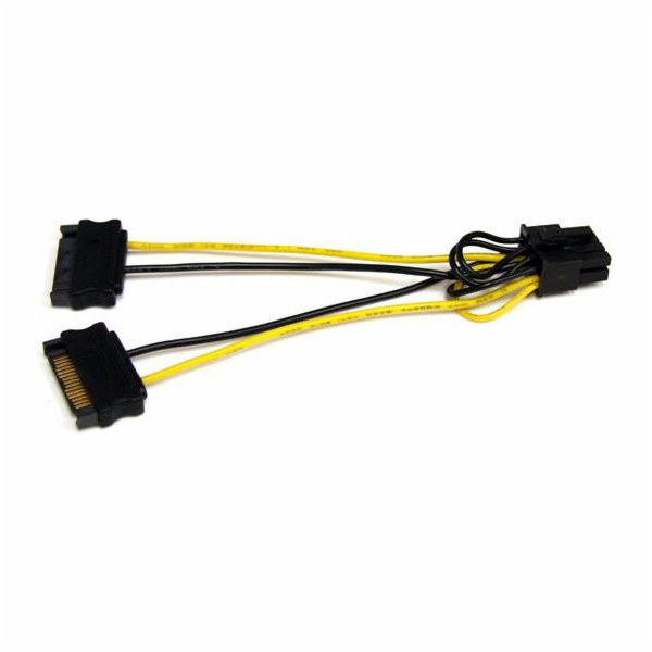 StarTech SATA 15-pin - PCIe 8-pin, 0,15 m, žlutá (SATPCIE...