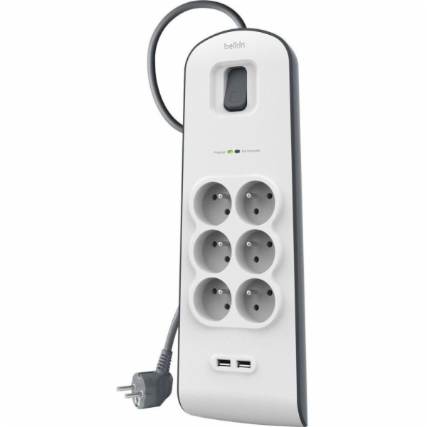 Přepěťová ochrana Belkin 6 zásuvek 2 m bílá (BSV604ca2M)
