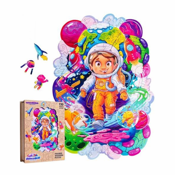 Puzzle Puzzler Puzzler dřevěné, barevné - Vesmírný dobrodruh
