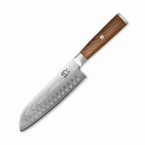 Nůž SOK kuchyňský Santoku 185 mm Cocobolo White Damascus