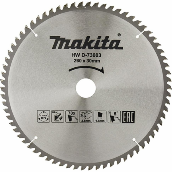 Makita KRUHOVÁ PILA NA HLINÍK 260x30x70z ECONOMY