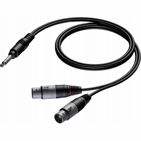 Kabel Procab  CAB734/1.5 Stereo zástrčka 6,3 mm - 2 samic...