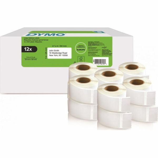 DYMO LW-Rücksendeetiketten Vorteilspack 25x54mm 12Rl 500St/R