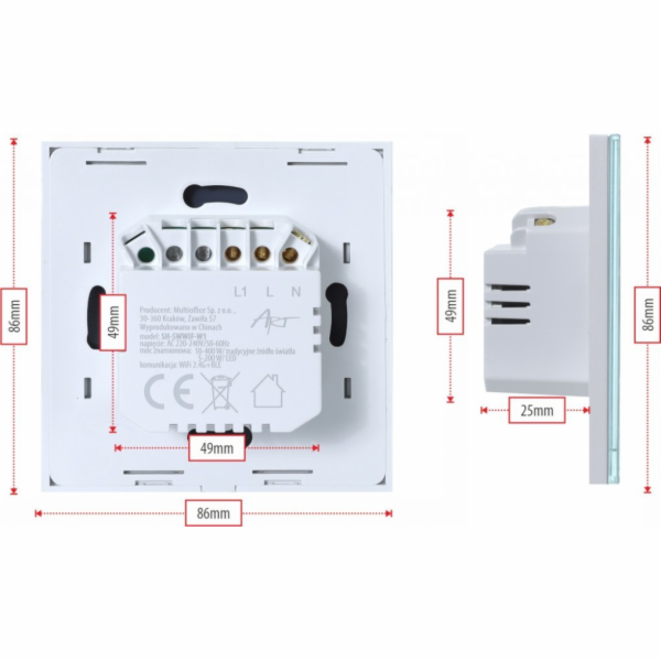 Art SMART LIGHT SWITCH ZIGBEE 3.0 single white ART oem