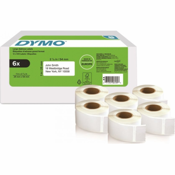 DYMO LW-Rücksendeadress-Etiketten groß 25x54mm 6x 500St/Rol
