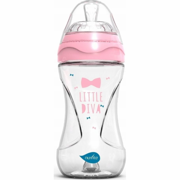 Nuvita , Antikoliková růžová skleněná lahvička, 240 ml