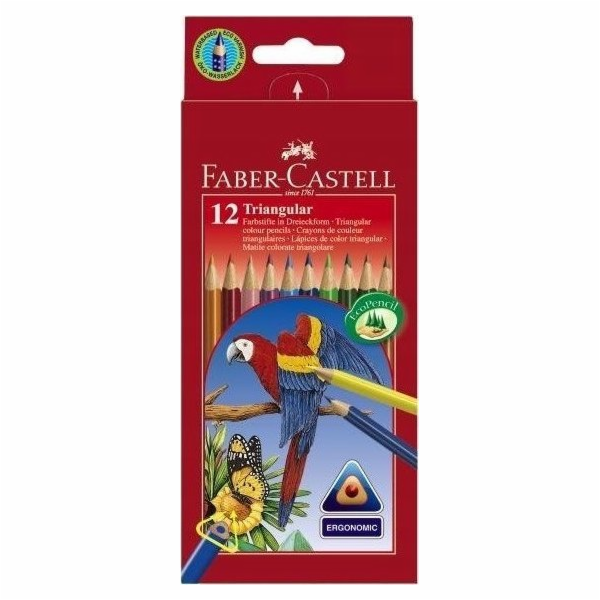 Trojúhelníkové barevné tužky Faber-Castell, sada 12 ks