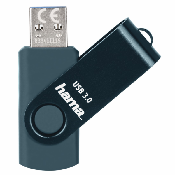 Hama USB 3.0 Flash Drive Rotate, 32 GB, 70 MB/s, petrolej...