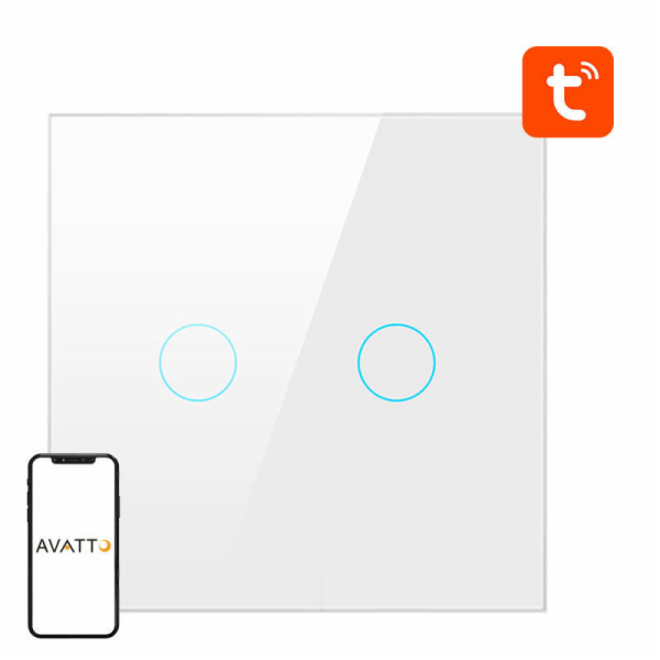 Smart Light Switch ZigBee Avatto ZTS02-EU-W2 2 Way TUYA (...