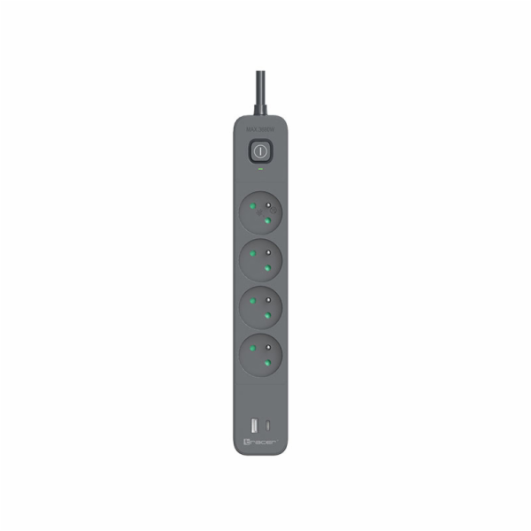 Tracer 47026 Power Line+ 1,5 m (4 zásuvky + 1x USB A+ 1x ...