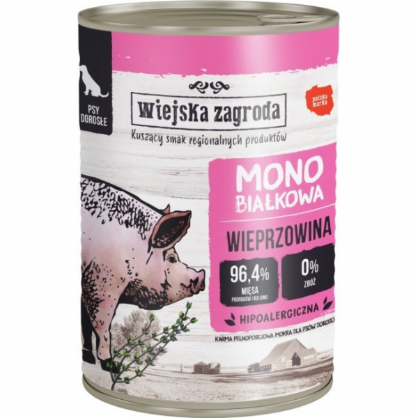 WIEJSKA ZAGRODA Monoprotein Vepřové maso - vlhké krmivo p...