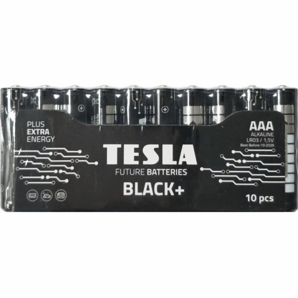 Tesla AAA BLACK+ alkalická, 10 ks fólie