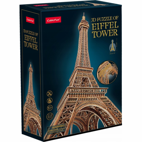 Krychlové zábavné 3D puzzle 314 dílků Eiffelova věž