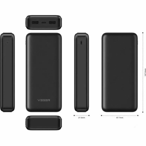 4kom.pl Powerbanka Externí baterie VEGER A20 - 20 000mAh ...