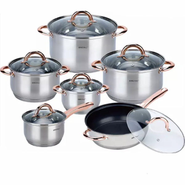 KingHoff OCELOVÉ HRNCE 12 EL. KINGHOFF ROSEGOLD KH-1765
