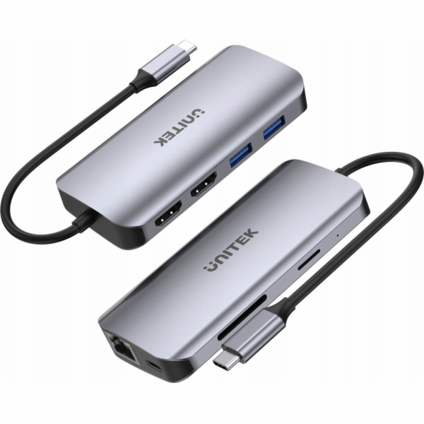 UNITEK ACTIVE HUB USB-C 2X HDMI 4K, RJ45, PD 100W