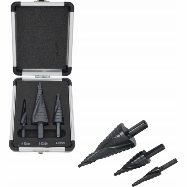AWTools Drill STEP SPIRAL DRILL SET 3ks/ 4-12 4-20 4-32mm...