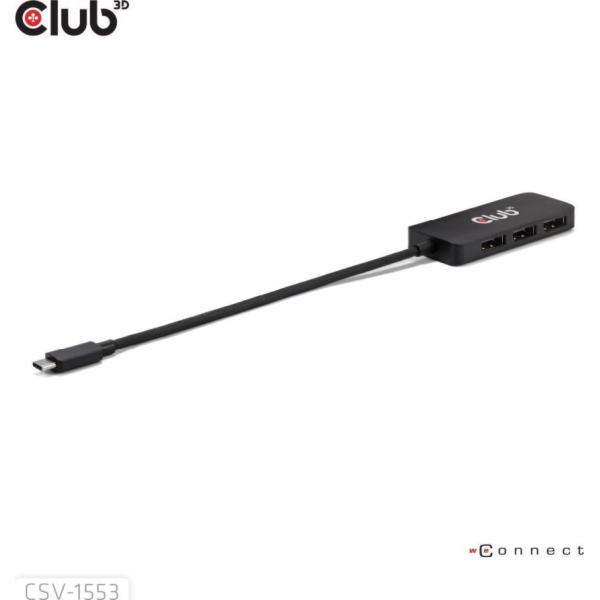 Club3D hub MST USB-C na 3xDisplayPort, Single: 8K30Hz, Tr...