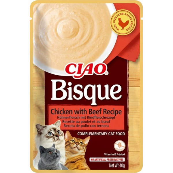 INABA Ciao Bisque Chicken with beef - pamlsek pro kočky -...