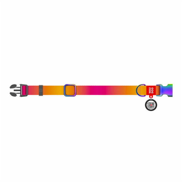 Waudog gradient nylon dog collar with QR code, orange , s...
