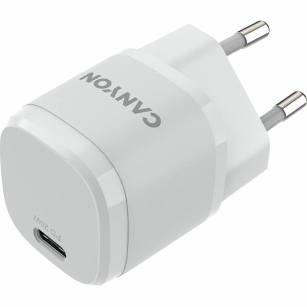 CANYON nabíječka do sítě H-20-05, 1x USB-C PD 20W, bílá