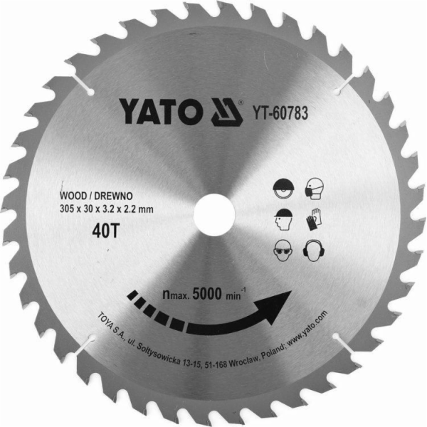 Yato řezací kotouč na dříví 305x30mm 40 60783 YT-60783