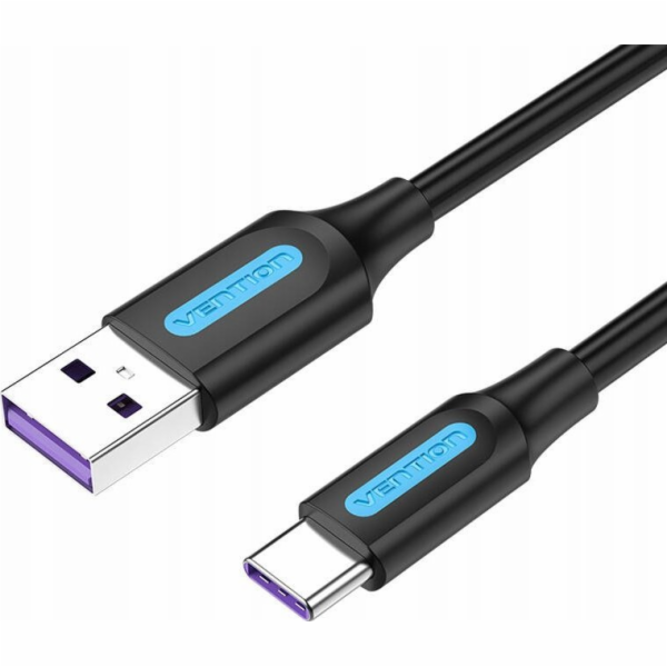 USB 2.0 A to USB-C Cable Vention CORBI 5A 3m Black PVC