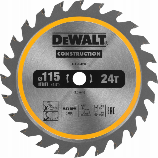 Kotoučová pila na dřevo DEWALT 115 mm, 24T