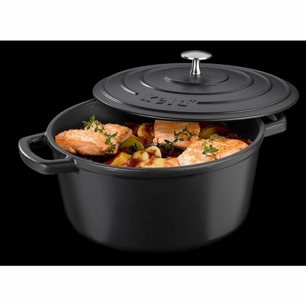 Pekáč litinový s poklicí CALIDO 26 cm černá KL-12472