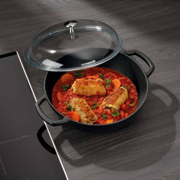 Hluboká pánev litinová CALIDO 28 cm 3,8l černá KL-12466