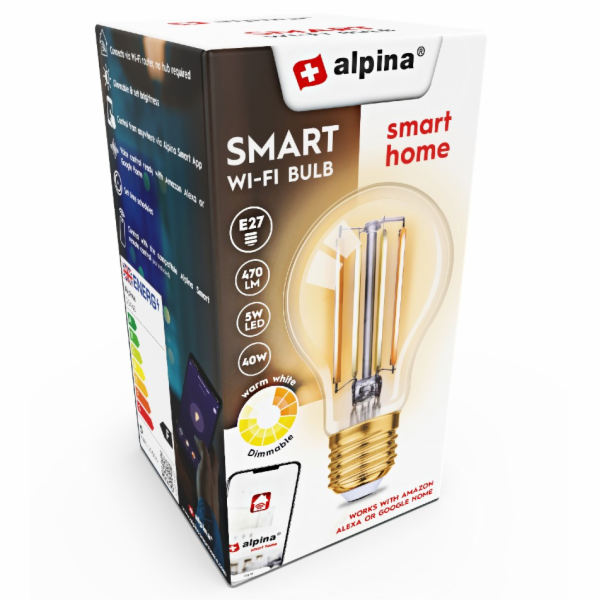 Chytrá žárovka LED WIFI bílá stmívatelná E27 470LM ED-225448