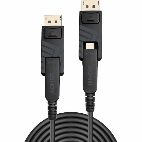 Kabel Lindy  100m s optickým vláknem Hybrid DisplayPort 1.4