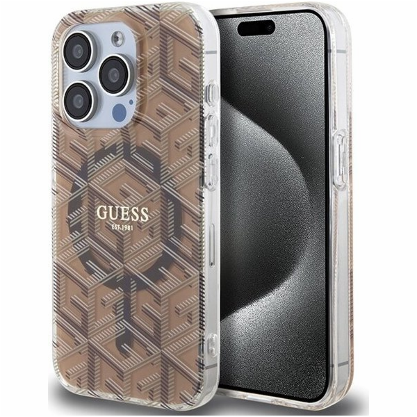 Guess  GUHMP15LHGCUSTGW iPhone 15 Pro 6.1 hnědé/hnědé pev...