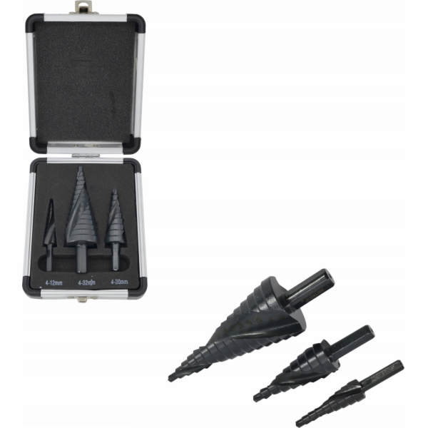 AWTools Drill STEP SPIRAL DRILL SET 3ks/ 4-12 4-20 4-39mm...