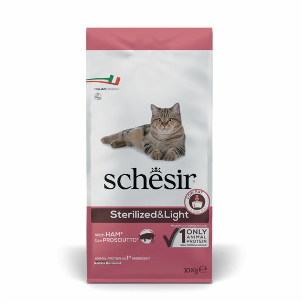 SCHESIR Adult Sterilized & Light with ham - suché krmivo ...